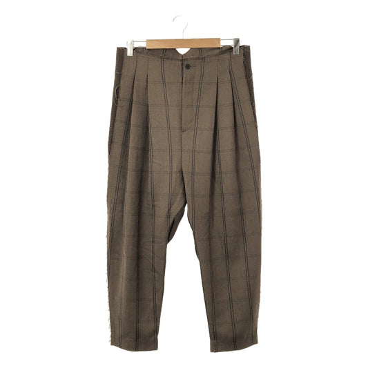 OLUBIYI THOMAS / オルヴィトーマス | cinchback trouser ウール チェック 異素材切替 シンチバック 2タック スラックス | 2 | メンズ