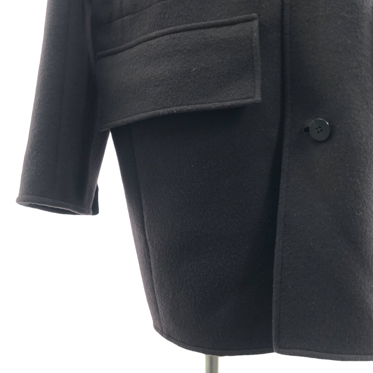 OVERCOAT / オーバーコート | Beaver Wool Short Coat With Removable Hood / ウール ショートコート | 2 | ダークブラウン | メンズ