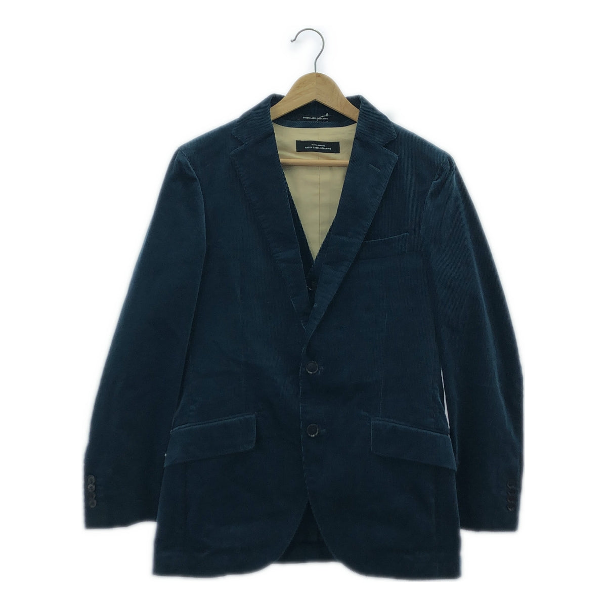 【美品】  UNITED ARROWS green label relaxing / ユナイテッド アローズ グリーン レーベル リラクシング | × DUCA VISCONTI DI MODRONE / 3ピース コーデュロイ ジャケット・ジレ ベスト ・ スラックス パンツ / セットアップ | 44/44/80 | COBALT | メンズ