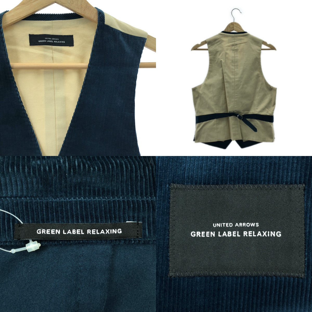 【美品】  UNITED ARROWS green label relaxing / ユナイテッド アローズ グリーン レーベル リラクシング | × DUCA VISCONTI DI MODRONE / 3ピース コーデュロイ ジャケット・ジレ ベスト ・ スラックス パンツ / セットアップ | 44/44/80 | COBALT | メンズ