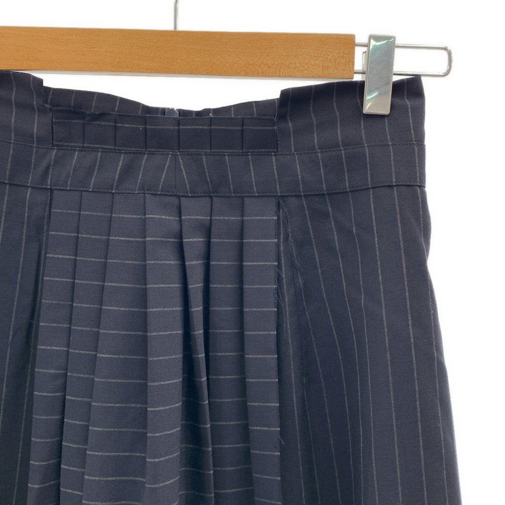 Off-White / 오프 화이트 | 울 스트라이프 비대칭 주름 치마 | XS |