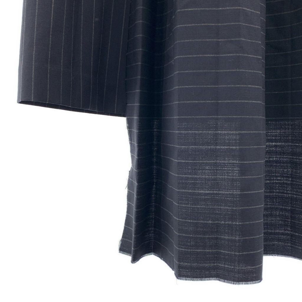 Off-White / 오프 화이트 | 울 스트라이프 비대칭 주름 치마 | XS |