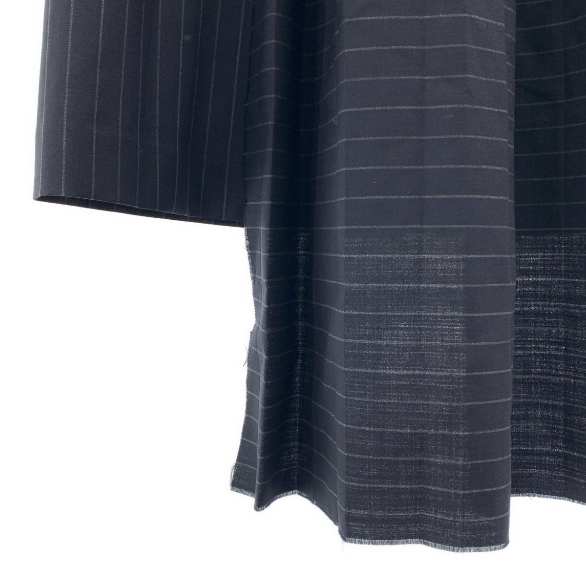 Off-White / 오프 화이트 | 울 스트라이프 비대칭 주름 치마 | XS |