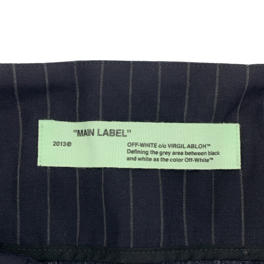 Off-White / 오프 화이트 | 울 스트라이프 비대칭 주름 치마 | XS |