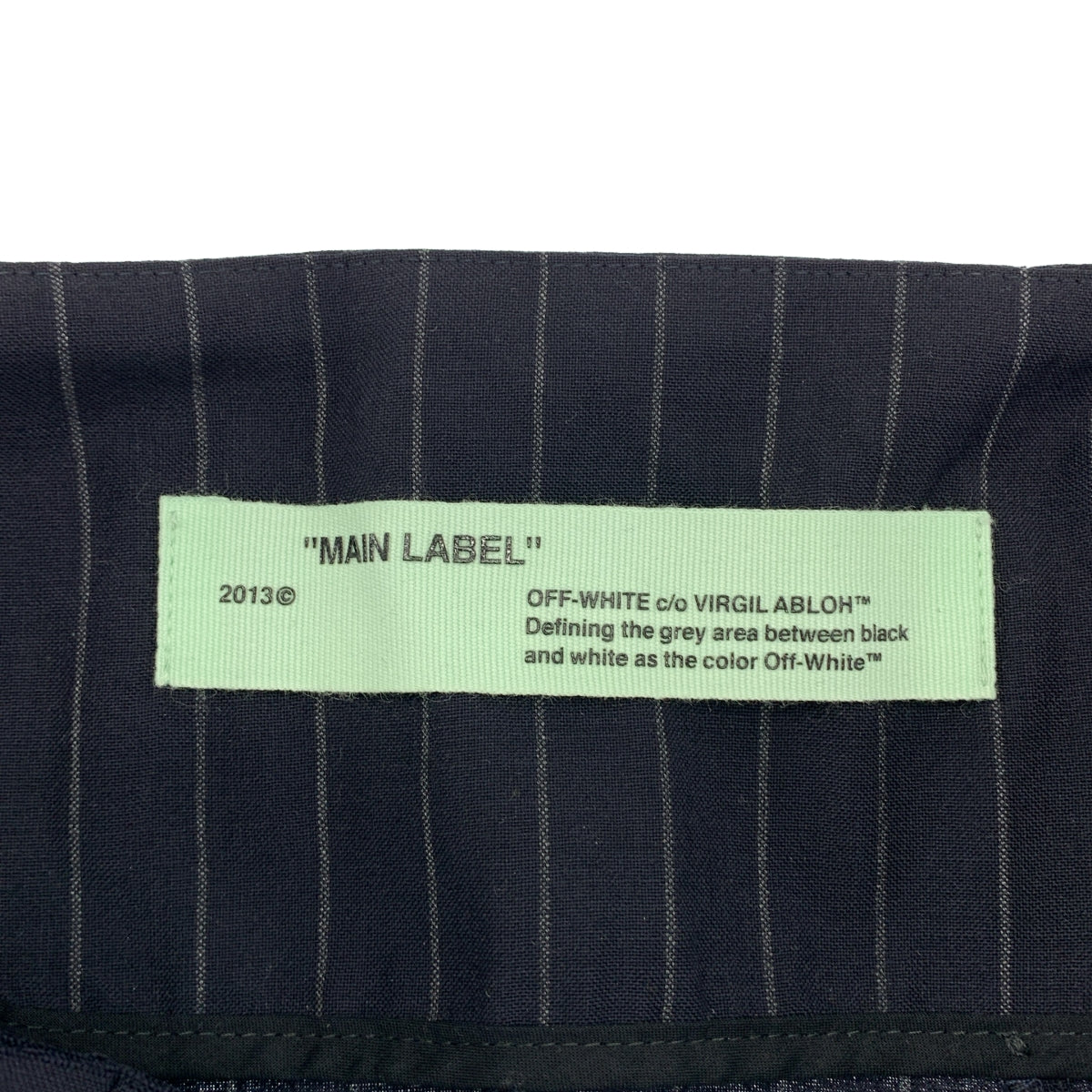 Off-White / 오프 화이트 | 울 스트라이프 비대칭 주름 치마 | XS |