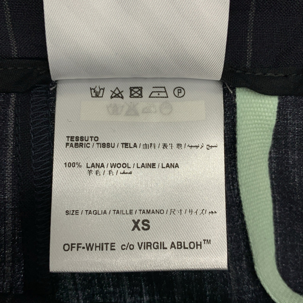 Off-White / 오프 화이트 | 울 스트라이프 비대칭 주름 치마 | XS |