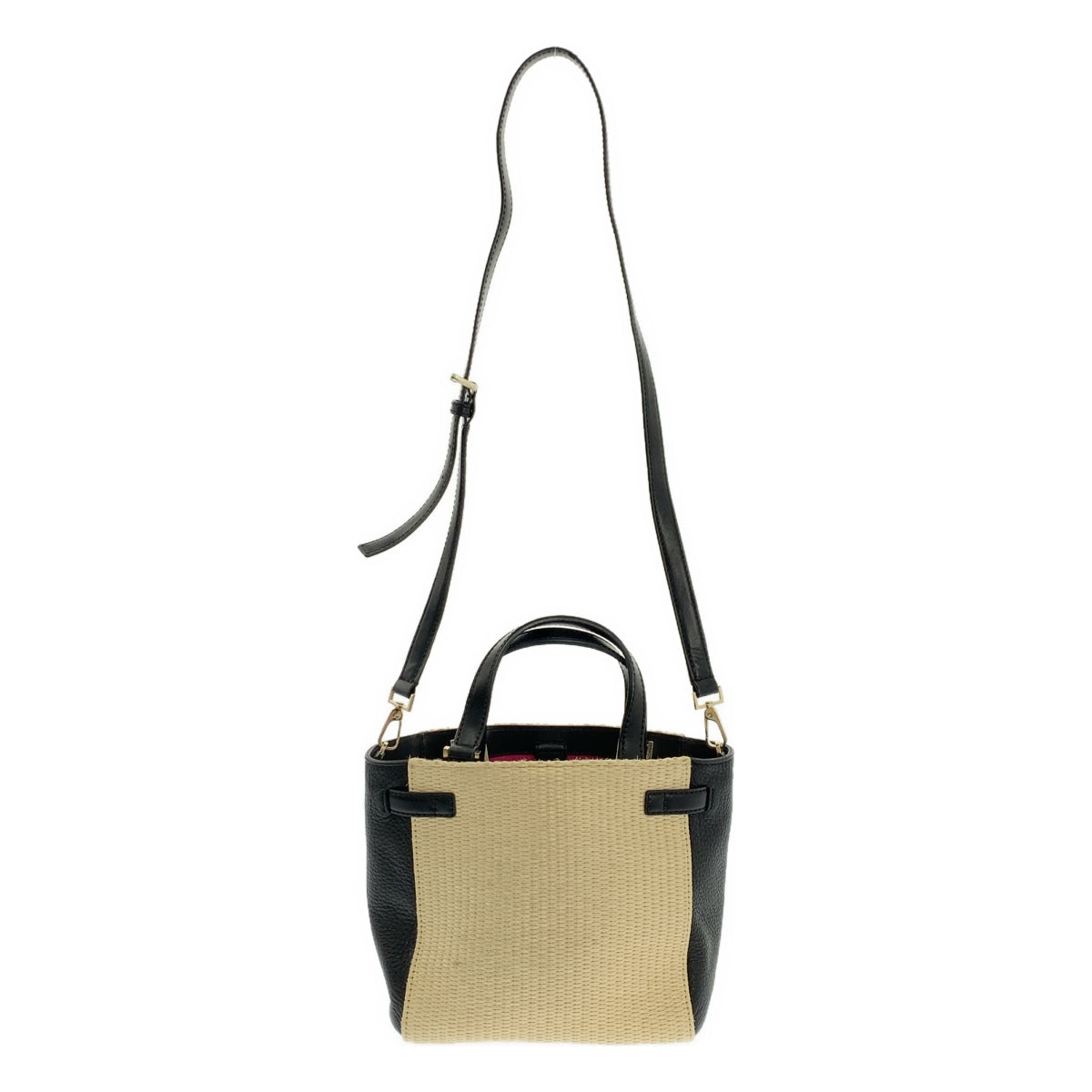 KATE SPADE / 케이트 스페이드 | 2Way 가죽 전환 토트 숄더 바구니 가방 | 내츄럴 / 블랙 | 여성