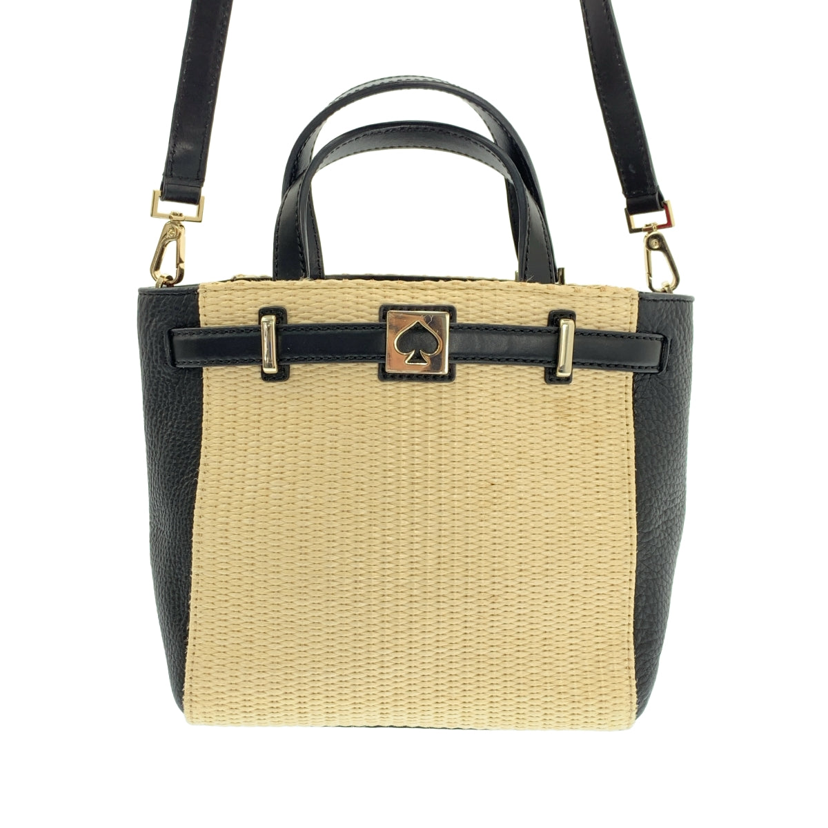 KATE SPADE / 케이트 스페이드 | 2Way 가죽 전환 토트 숄더 바구니 가방 | 내츄럴 / 블랙 | 여성