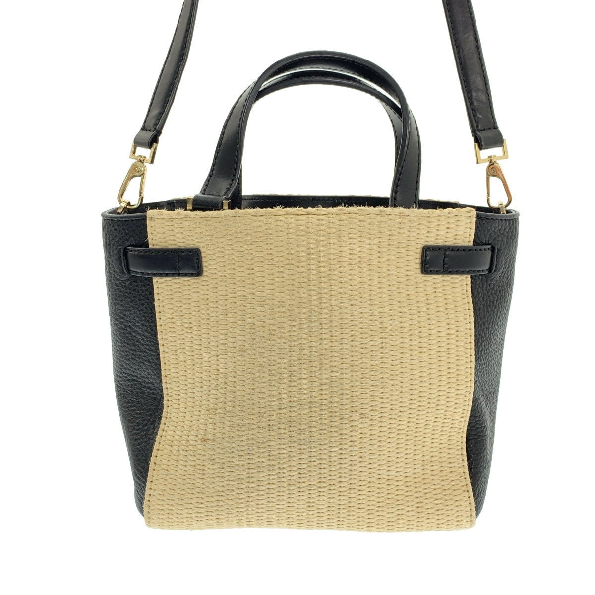 KATE SPADE / 케이트 스페이드 | 2Way 가죽 전환 토트 숄더 바구니 가방 | 내츄럴 / 블랙 | 여성