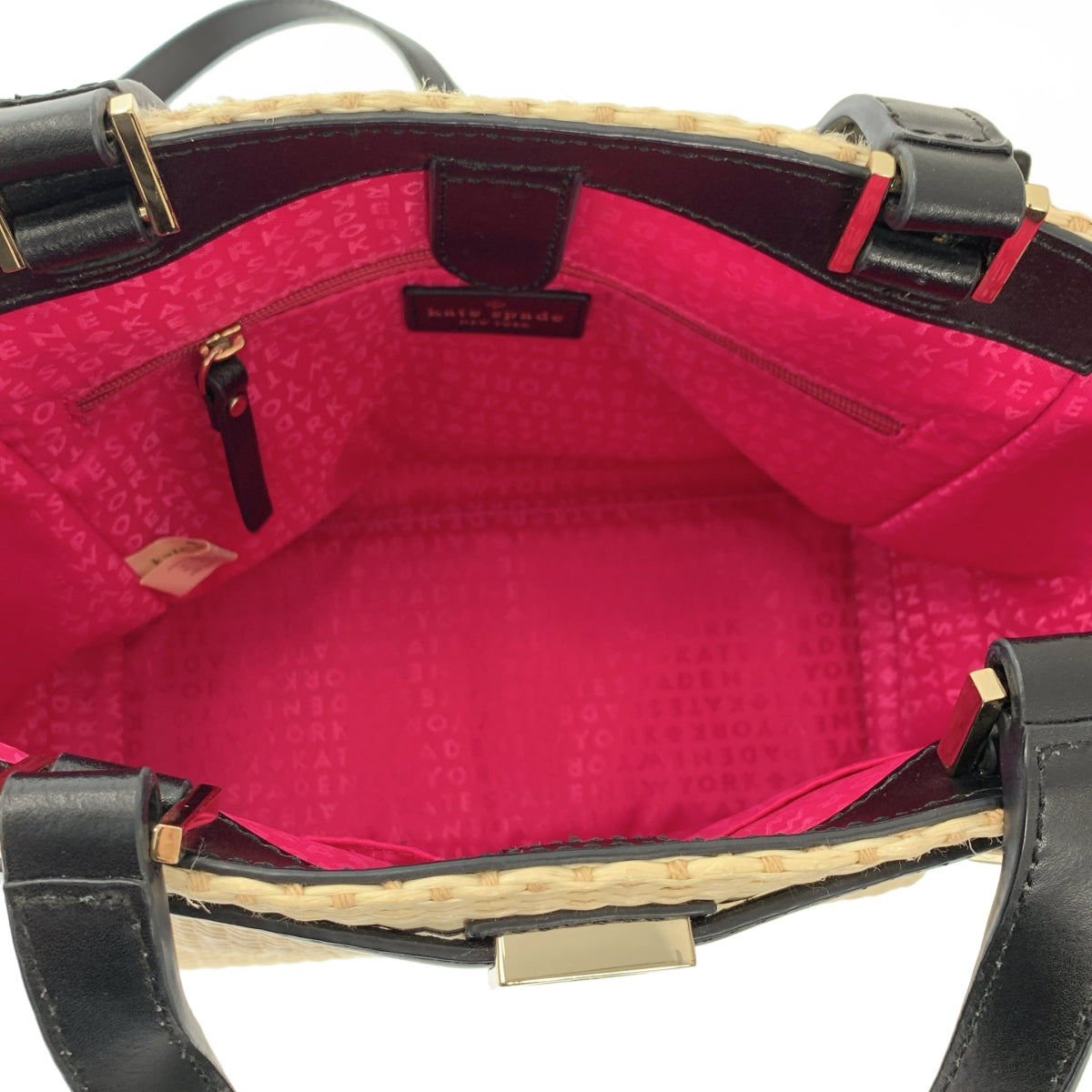 KATE SPADE / 케이트 스페이드 | 2Way 가죽 전환 토트 숄더 바구니 가방 | 내츄럴 / 블랙 | 여성