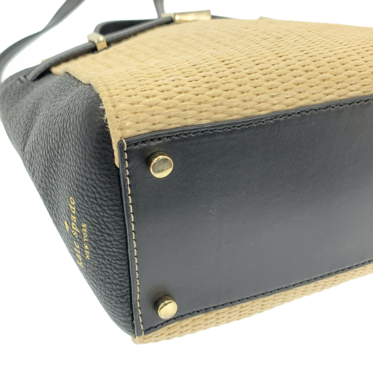 KATE SPADE / 케이트 스페이드 | 2Way 가죽 전환 토트 숄더 바구니 가방 | 내츄럴 / 블랙 | 여성