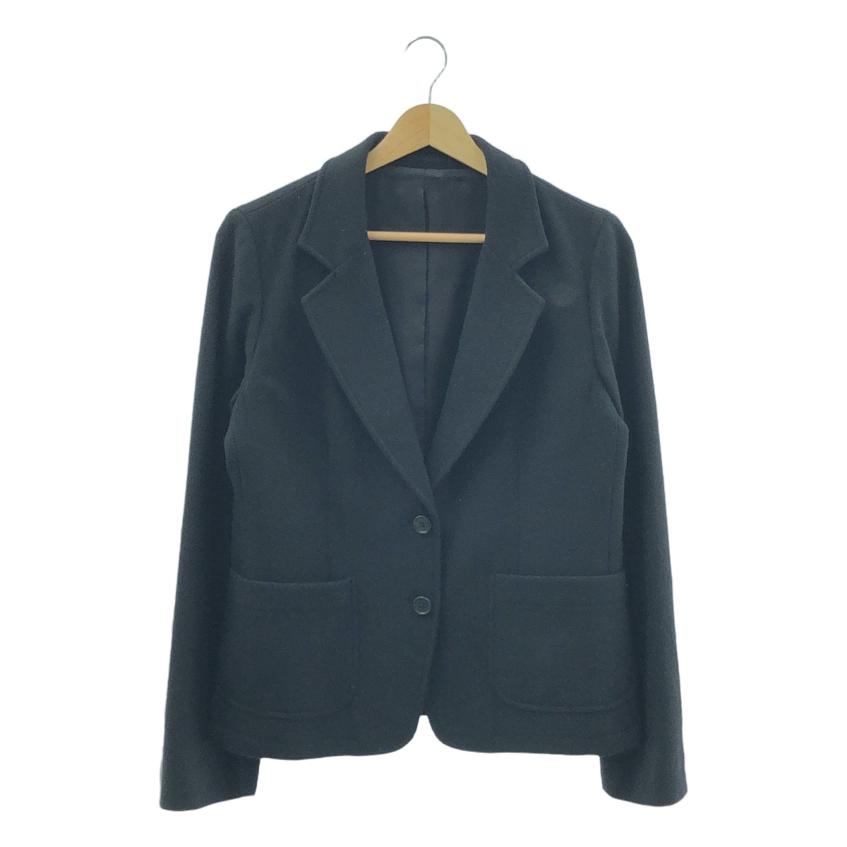 MARGARET HOWELL / マーガレットハウエル | ウール ナイロン ヘリンボーン テーラード ジャケット | Ⅲ | ブラック | レディース