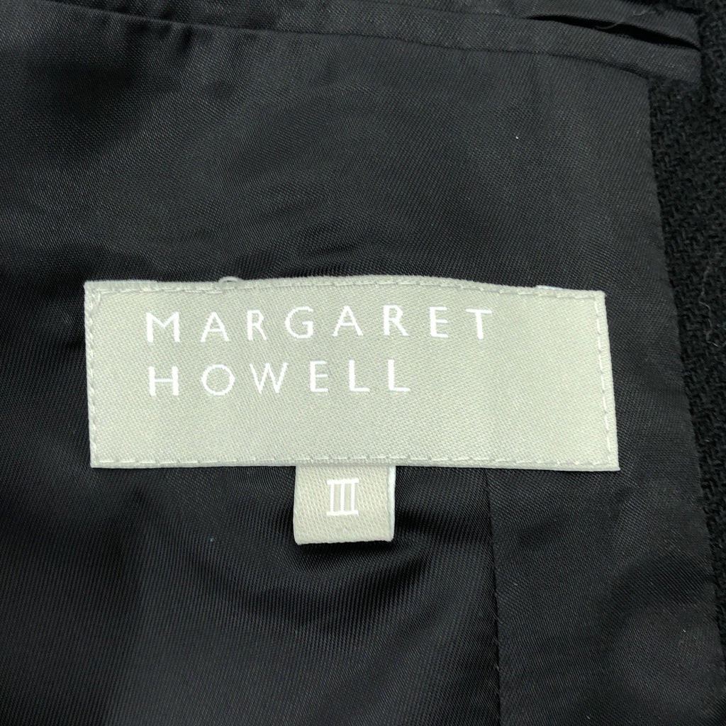 MARGARET HOWELL / マーガレットハウエル | ウール ナイロン ヘリンボーン テーラード ジャケット | Ⅲ | ブラック | レディース