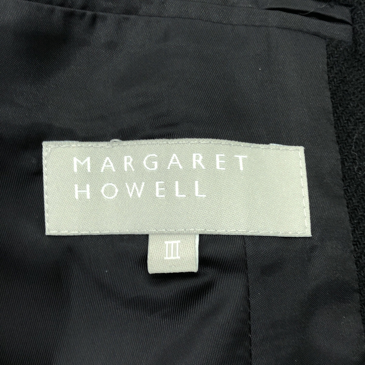 MARGARET HOWELL / マーガレットハウエル | ウール ナイロン ヘリンボーン テーラード ジャケット | Ⅲ | ブラック | レディース