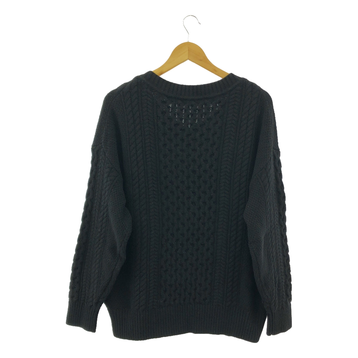 框架 | Super Zealon 電纜 V 領毛衣 | F |黑色 |女性的