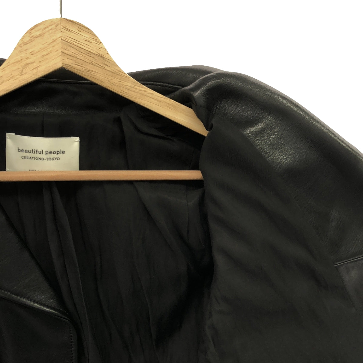 【美品】  beautiful people / ビューティフルピープル | vintage leather riders jacket ヴィンテージ加工 ラムレザー ダブルライダースジャケット | 150 | ブラック | レディース