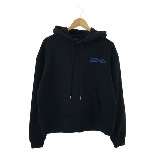 Rokh | Back Logo Print Oversized Pullover Sweatshirt Hoodie | XS | Black | Women's