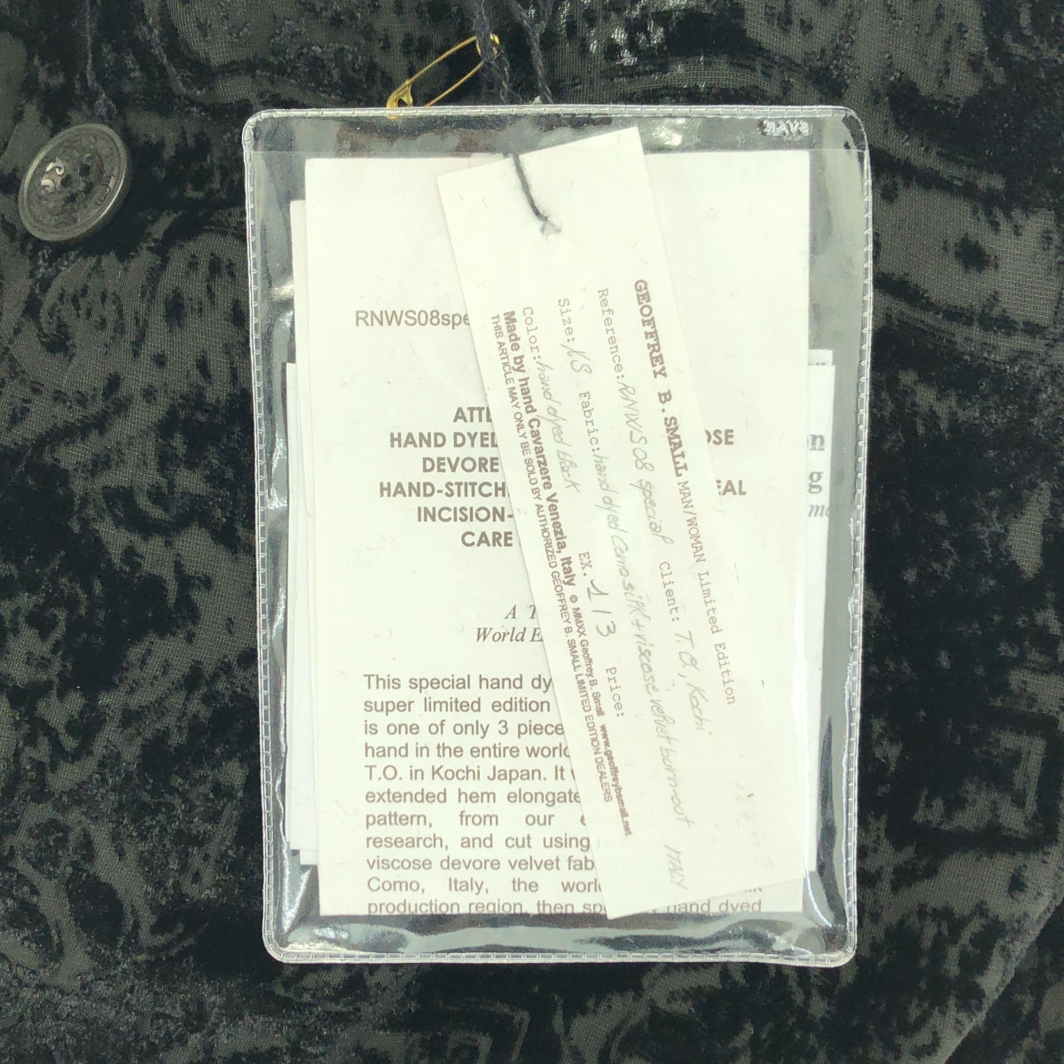 【美品】  GEOFFREY B.SMALL / ジェフリーBスモール | Limited Edition / hand dyed como silk and viscose velvet burn out 絵画柄 ベルベット ロングシャツ | S | ブラック | メンズ