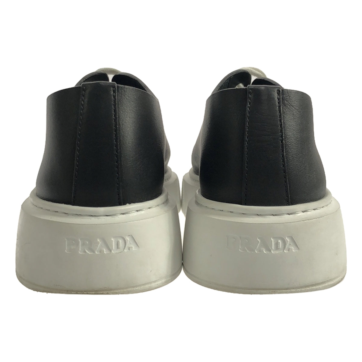 【美品】  PRADA / プラダ | プラットフォーム レザー スニーカー | 39 | ブラック | メンズ