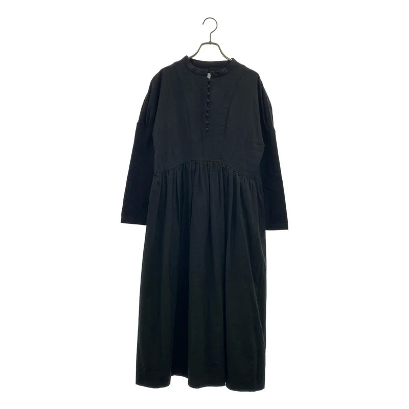 MAGALI / マガリ | コットン マオカラー チャイナボタン ハーフスリーブ ロングワンピース |