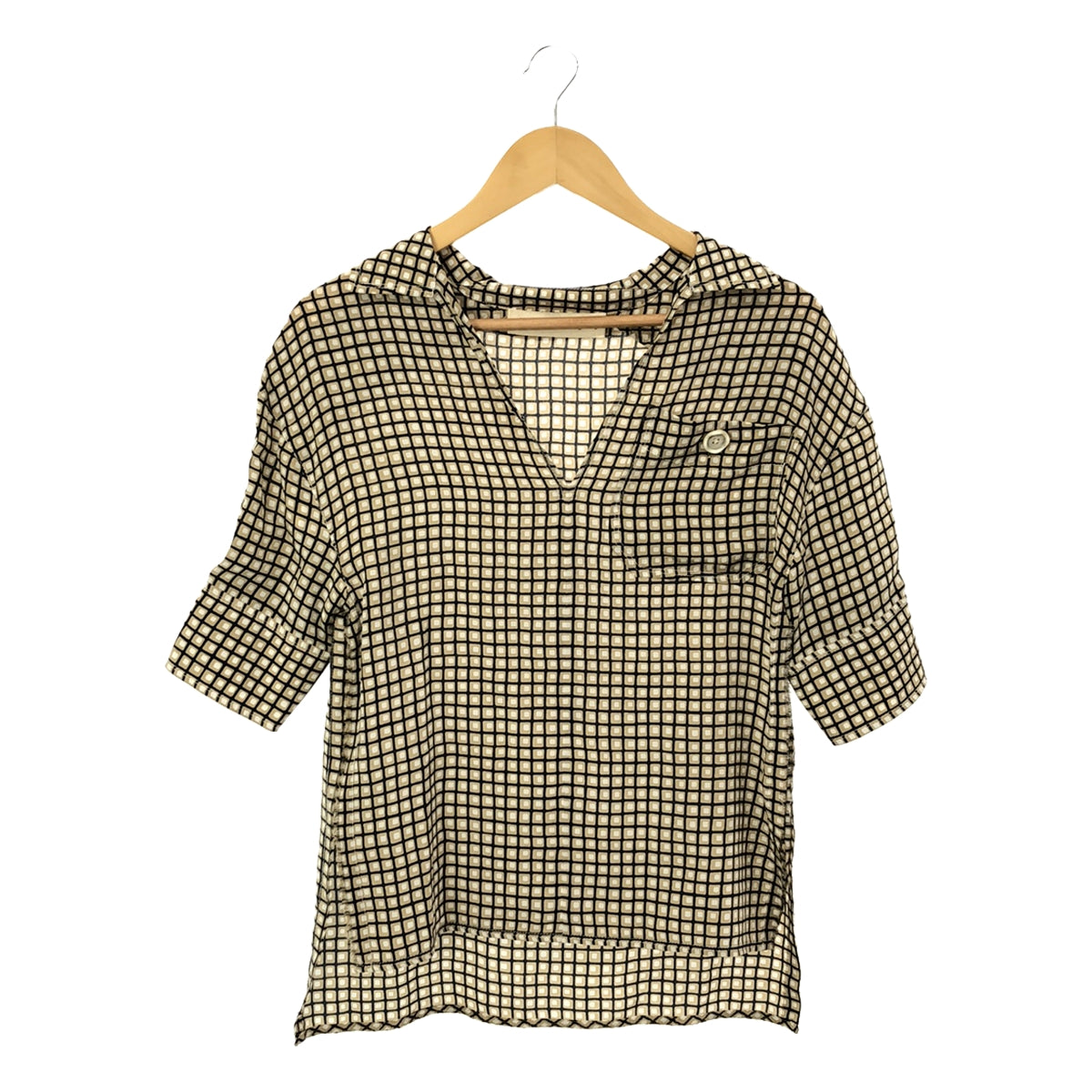 MARNI | 2020SS | Silk Check Skipper Short Sleeve Pullover Shirt | 36 | Beige | Women's