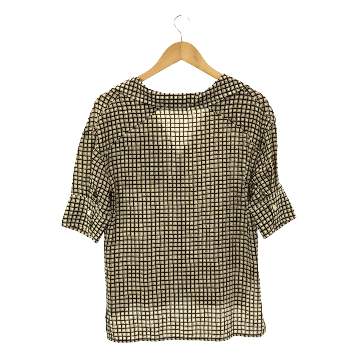 MARNI | 2020SS | Silk Check Skipper Short Sleeve Pullover Shirt | 36 | Beige | Women's