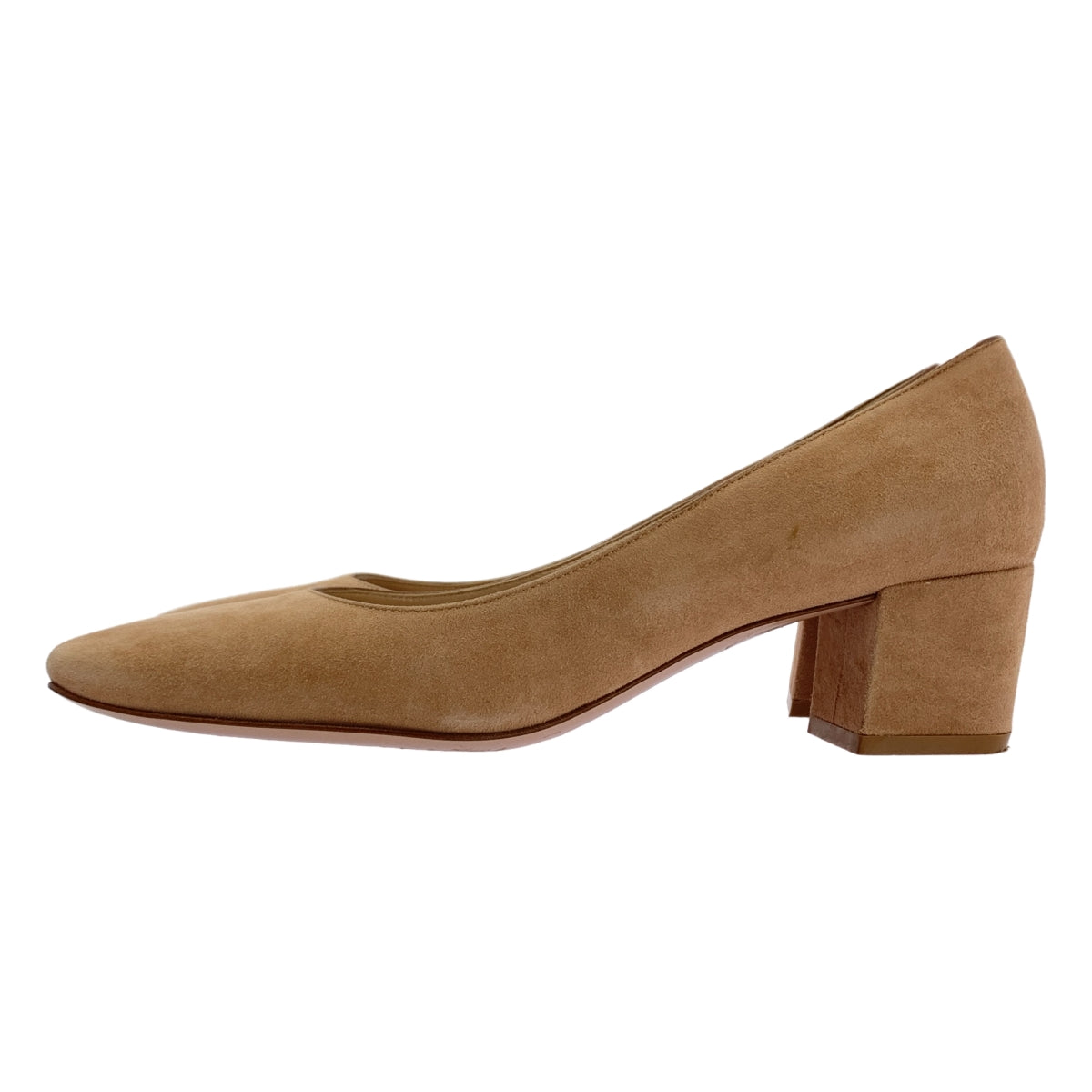 Gianvito Rossi / ジャンヴィトロッシ | スエード レザー スクエアトゥ チャンキーヒール パンプス | 35 1/2 | ライトブラウン | レディース
