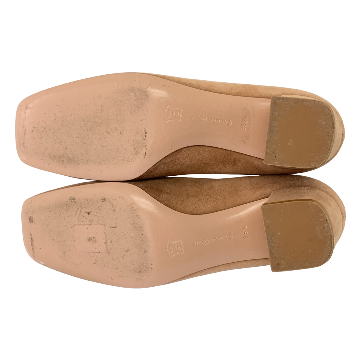 Gianvito Rossi / ジャンヴィトロッシ | スエード レザー スクエアトゥ チャンキーヒール パンプス | 35 1/2 | ライトブラウン | レディース