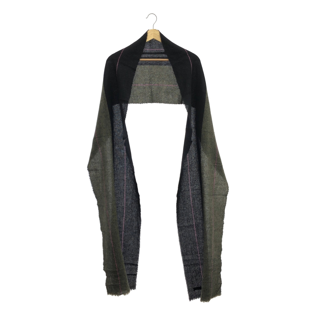 LAD MUSICIAN | 羊毛雙色大披肩/圍巾 | 黑色/橄欖色