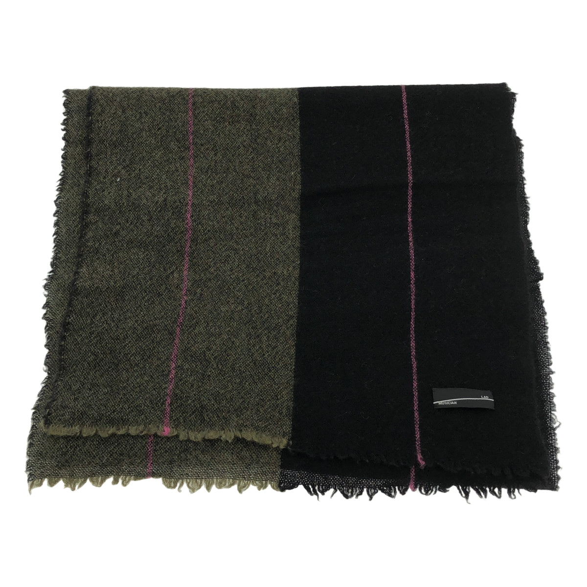 LAD MUSICIAN | 羊毛雙色大披肩/圍巾 | 黑色/橄欖色