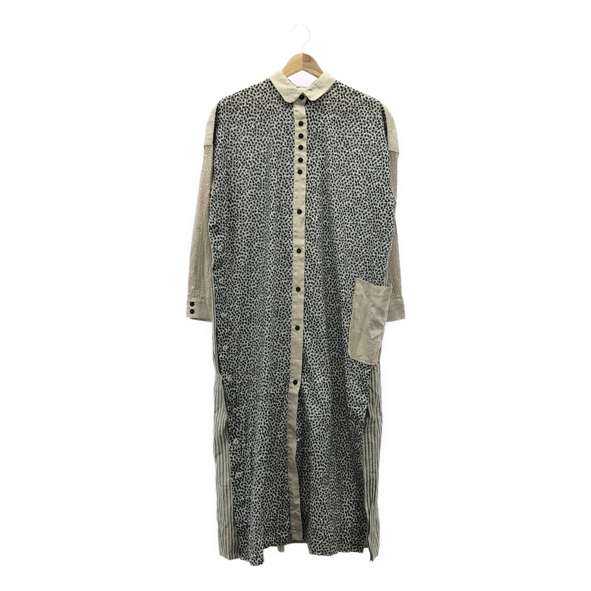 mudoca / Mudoka | Accumulation pattern flower print striped long shirt dress |