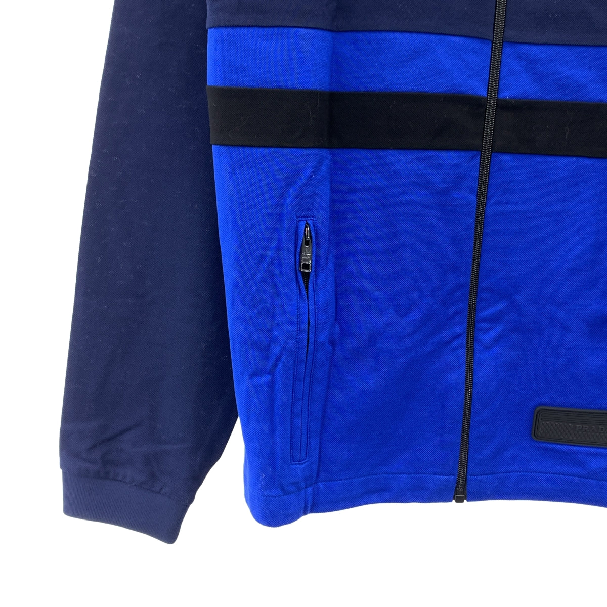 PRADA / プラダ | ハイネック ボーダー トラックジャケット | XS | ブラック/ブルー | メンズ