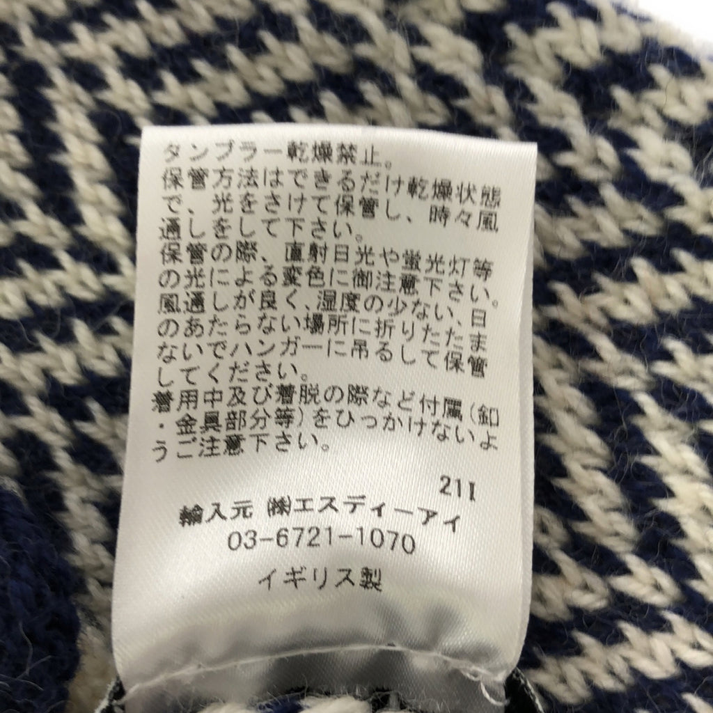 【新品】  OLUBIYI THOMAS / オルヴィトーマス | 2021AW | hand knitted wrist warmers gloves ウール ジャガード フィンガーレスグローブ アームウォーマー | F | ネイビー