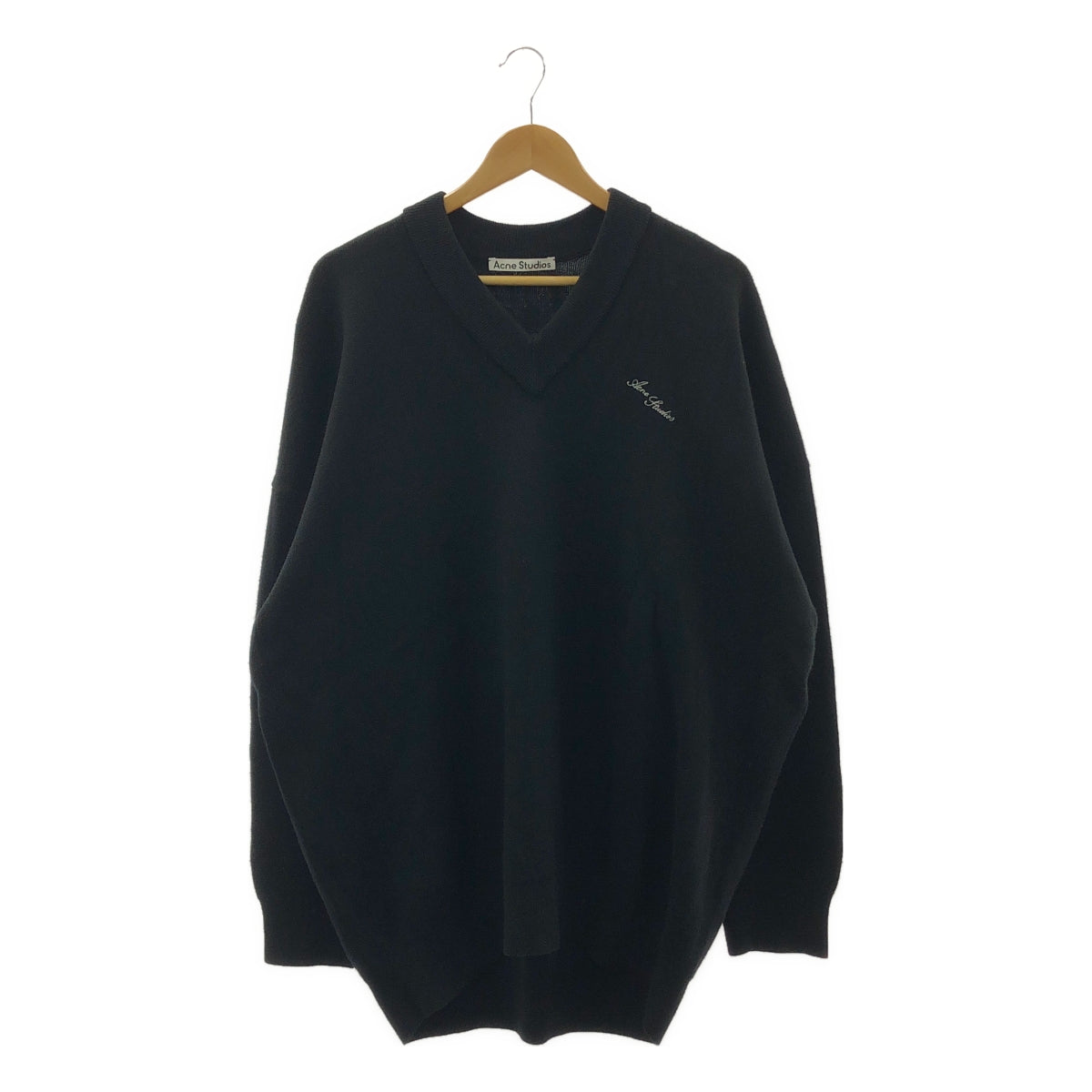 Acne Studios / アクネストゥディオズ | ウール混 ロゴ刺しゅう オーバーサイズ Vネックニット | XS | メンズ