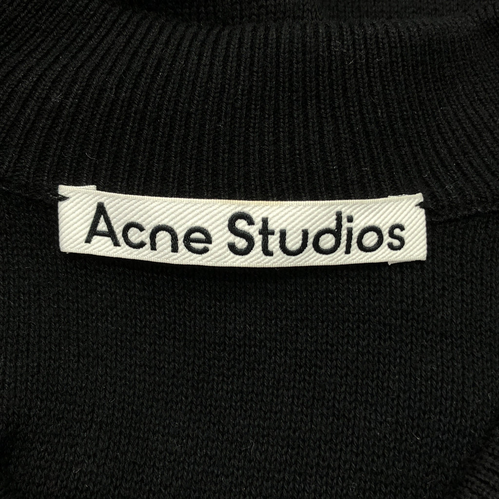 Acne Studios / 여드름 스튜디오 | 모직 혼합 로고 자수 오버 사이즈 V 넥 니트 | XS | 남성