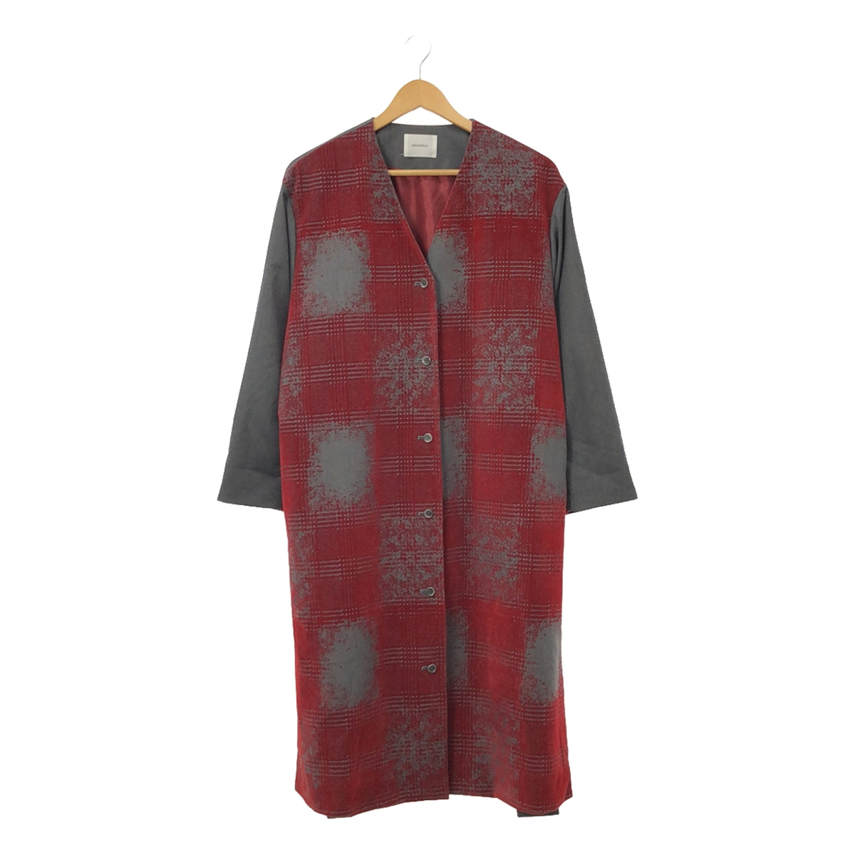 [狀況良好] MIDIUMISOLID |開衩無領大衣 / 全襯裡 |灰色 |女性的