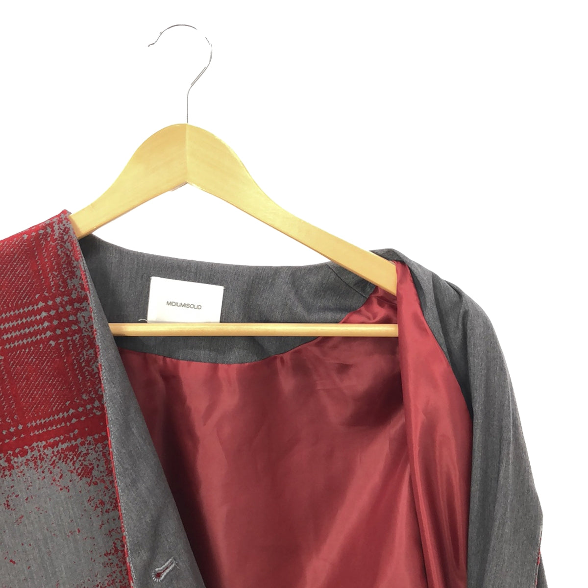 [狀況良好] MIDIUMISOLID |開衩無領大衣 / 全襯裡 |灰色 |女性的