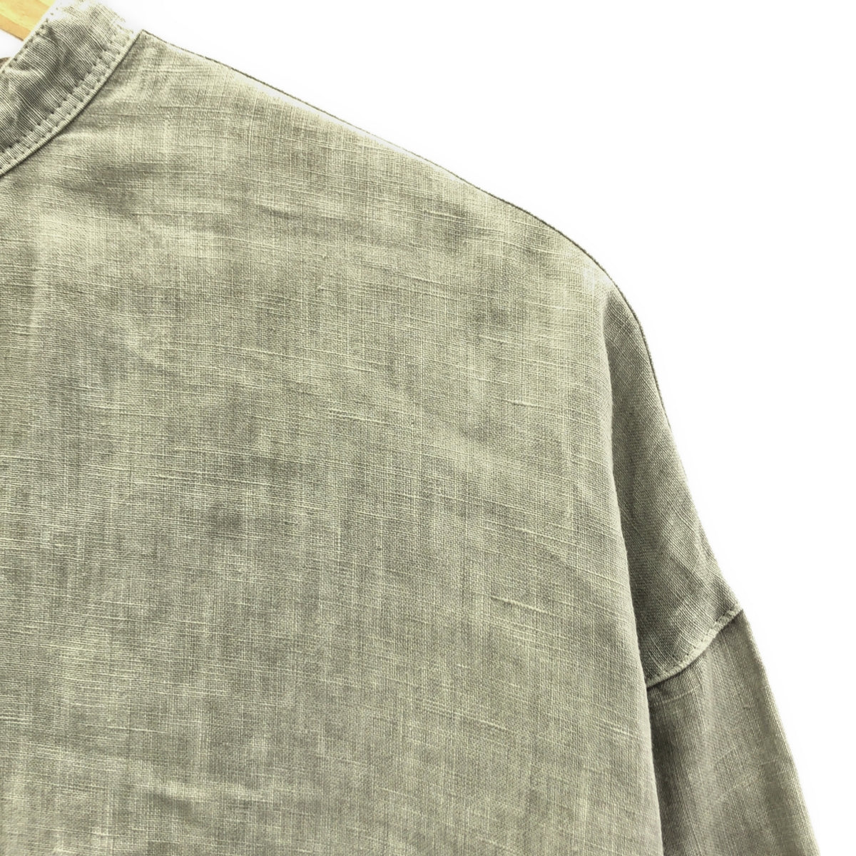 nest robe / ネストローブ | リネン バンドカラー ラッフル袖 ワンピース | F | グレー | レディース