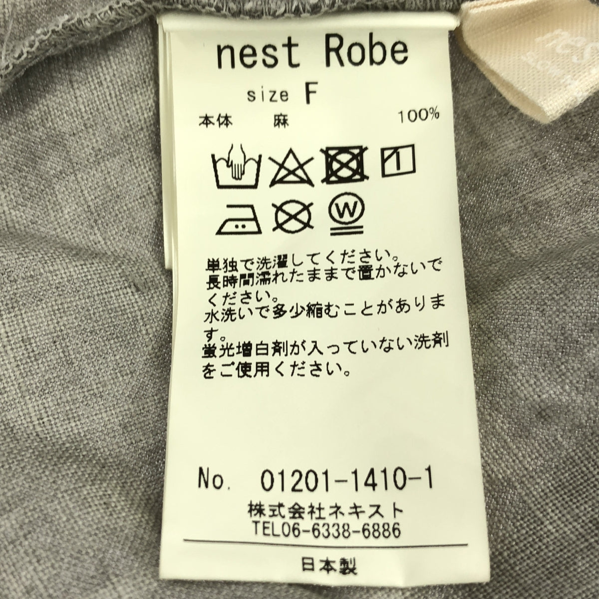 nest robe / ネストローブ | リネン バンドカラー ラッフル袖 ワンピース | F | グレー | レディース