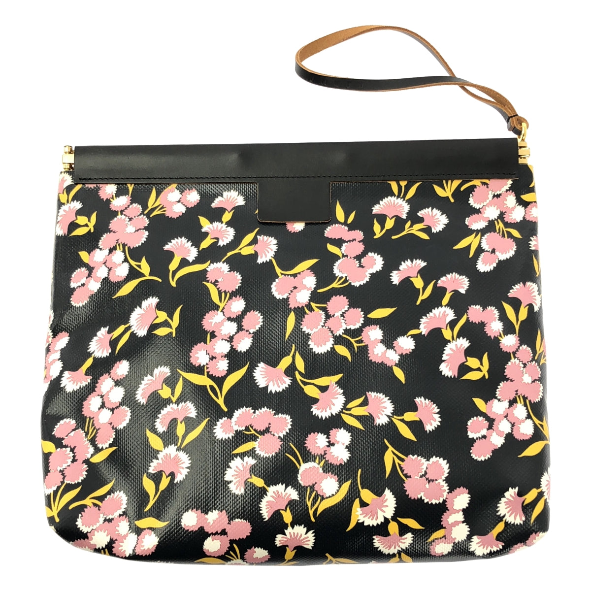 【成色極佳】MARNI / Marni | 花卉印花手拿包 | 黑/黃/粉 | 女士