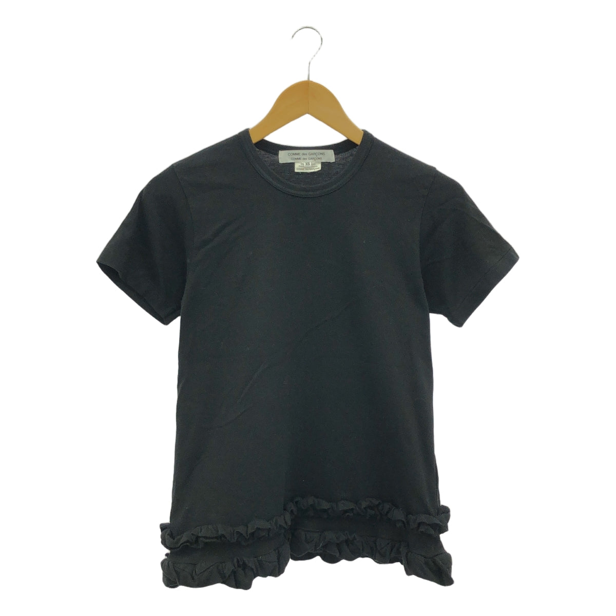 COMME des GARCONS COMME des GARCONS / Comme des |棉質荷葉邊 T 卹 | XS |黑色|女性的