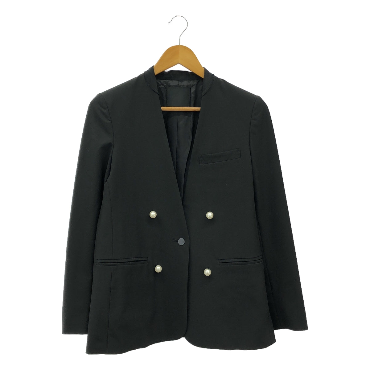 CINOH / チノ | BLACK FORMAL NO COLLAR JACKET ブラック フォーマル ノーカラー ジャケット | 36 | ブラック | レディース