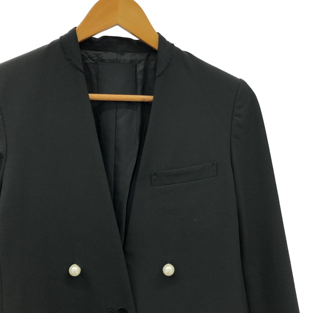 CINOH / チノ | BLACK FORMAL NO COLLAR JACKET ブラック フォーマル ノーカラー ジャケット | 36 | ブラック | レディース