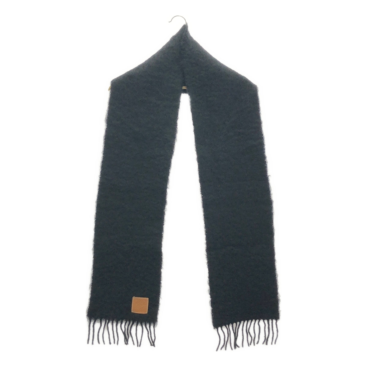 【美品】  LOEWE / ロエベ | モヘア混 ウールフリンジマフラー | ブラック | レディース