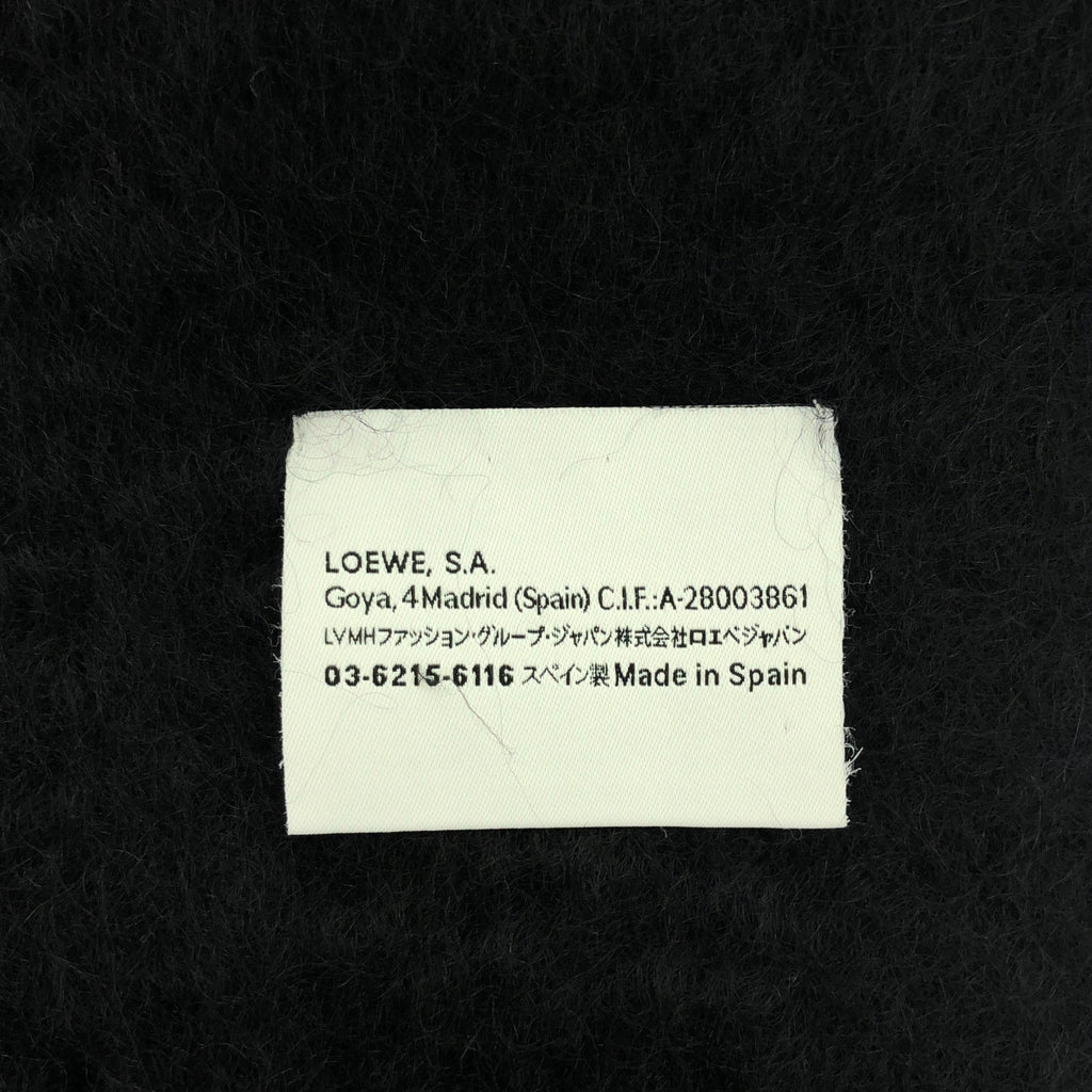 [狀況良好] LOEWE |馬海毛混紡羊毛流蘇圍巾 |黑色 |女性的