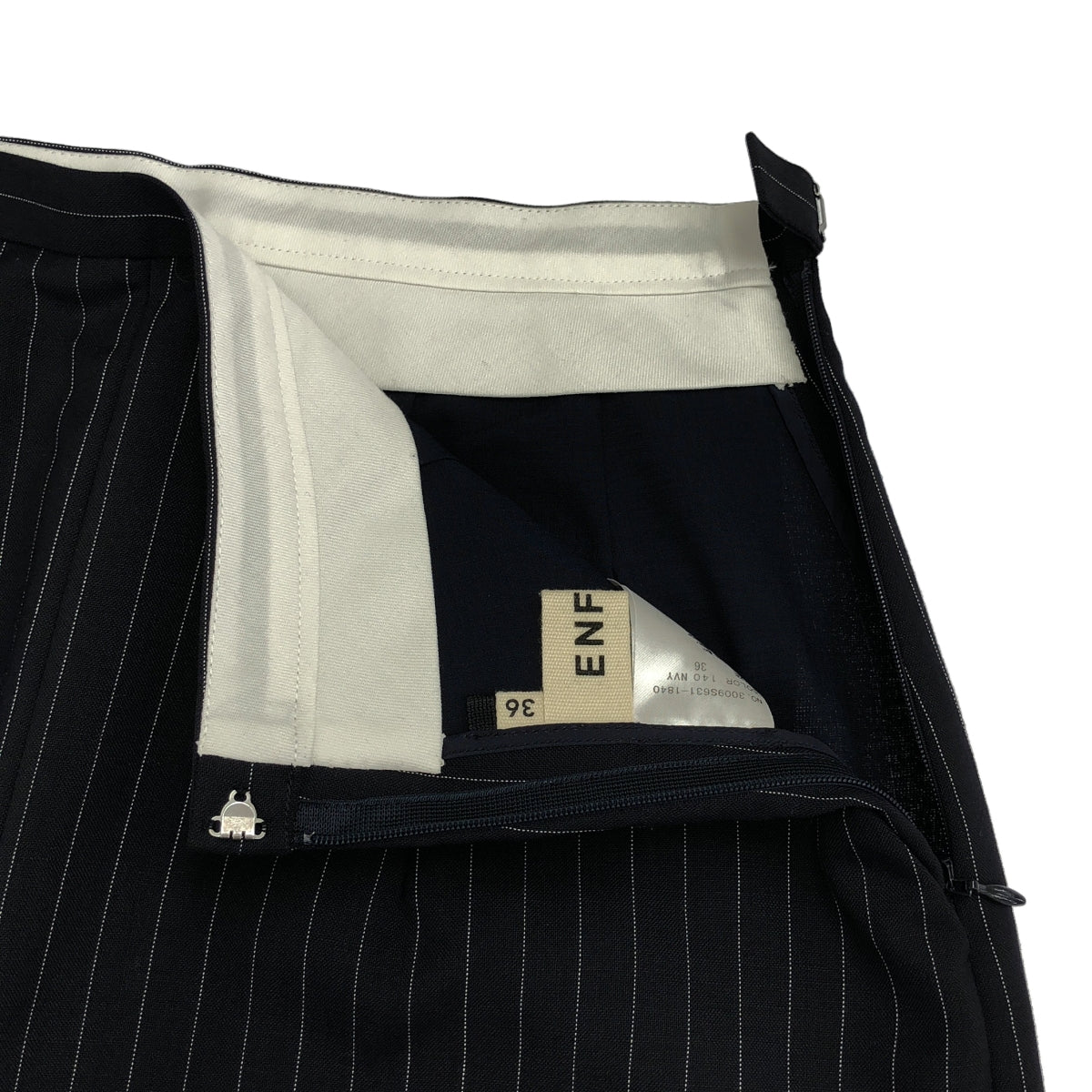 [狀況極佳] ENFOLD | 條紋雙十字繭型褲 | 36碼 | 海軍藍 | 女款