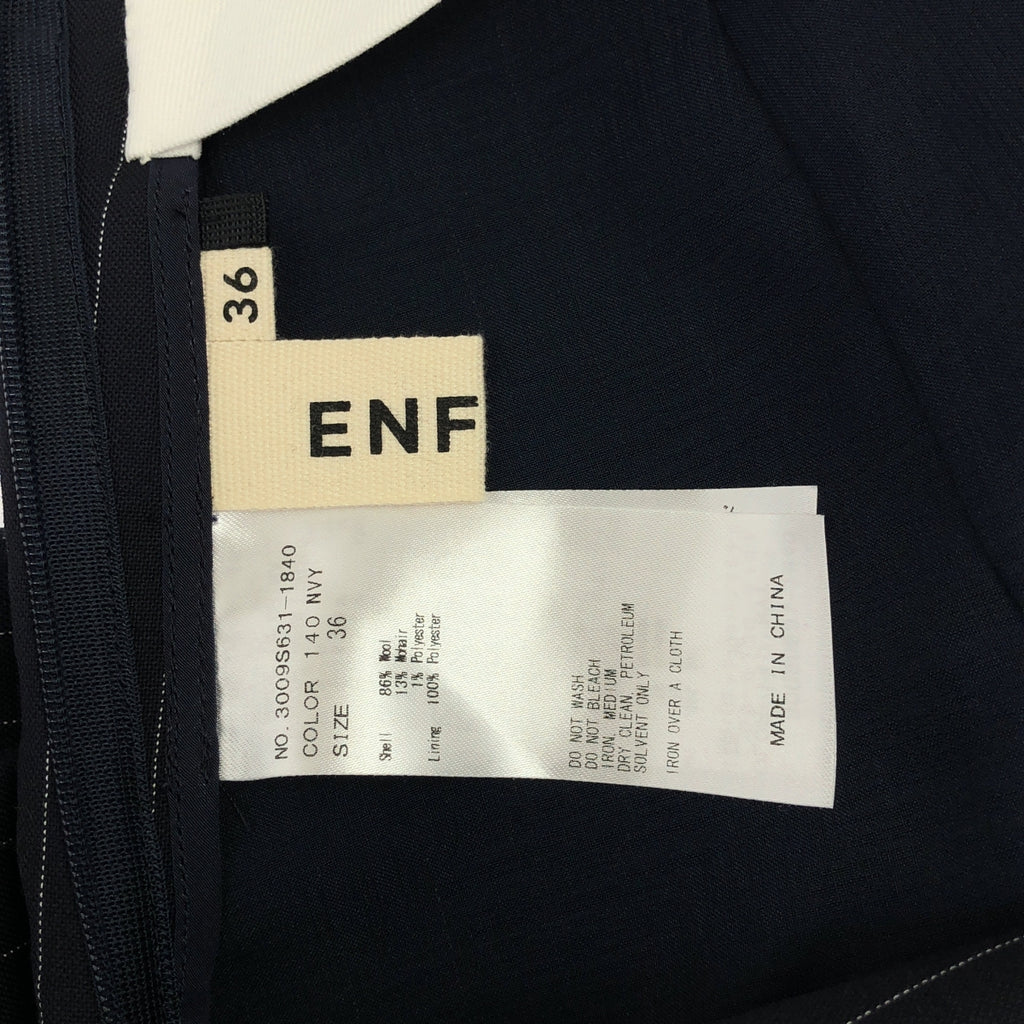 ENFOLD | 條紋雙十字繭型褲 | 尺寸 36 | 女款