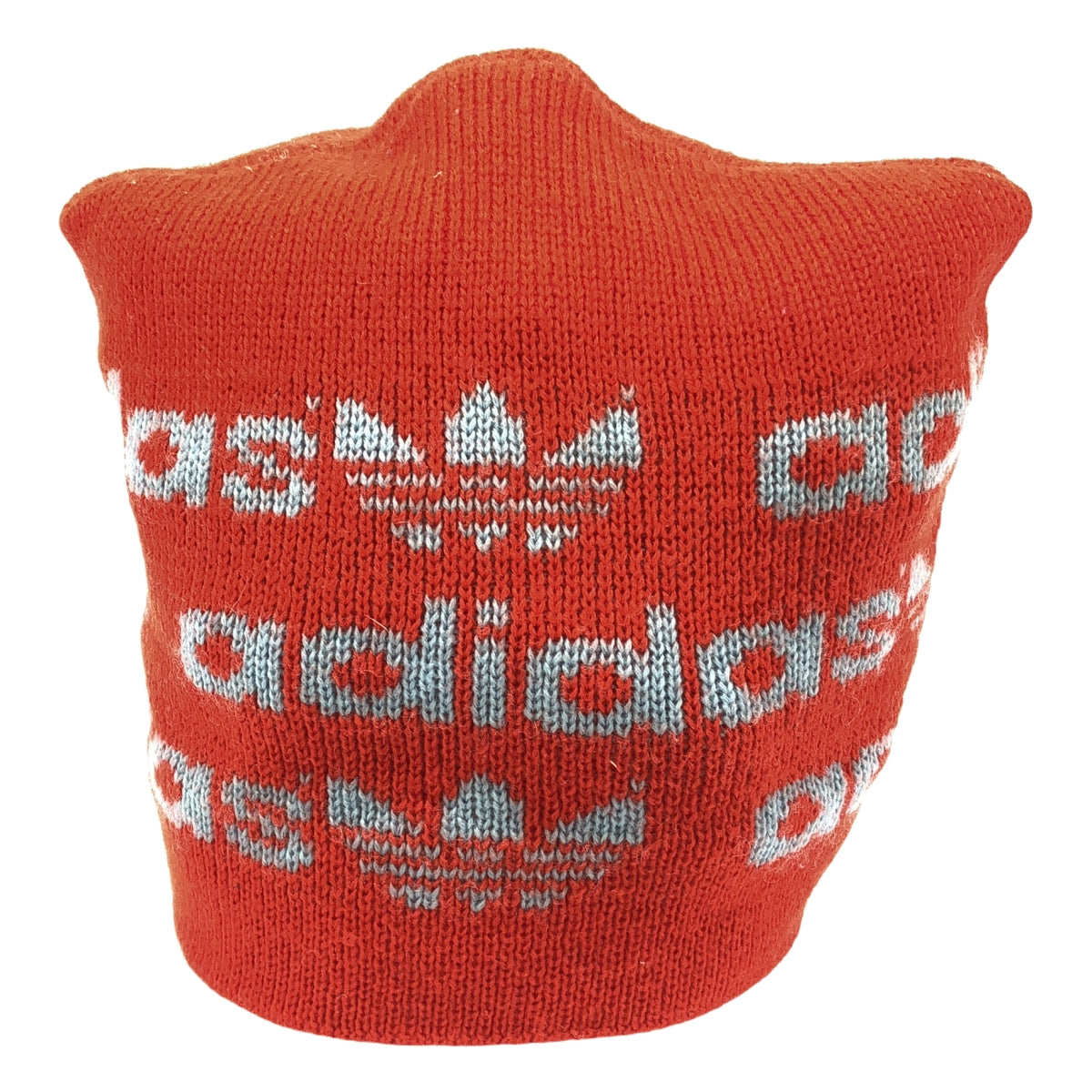 adidas / アディダス | vintage ロゴ ニット帽 | レッド/ライトブルー | レディース