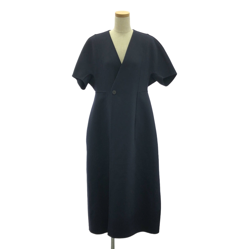 BLAMINK / ブラミンク | FALL ウールカシミヤ Vカラーショートスリーブコート | 36 | ネイビー | レディース