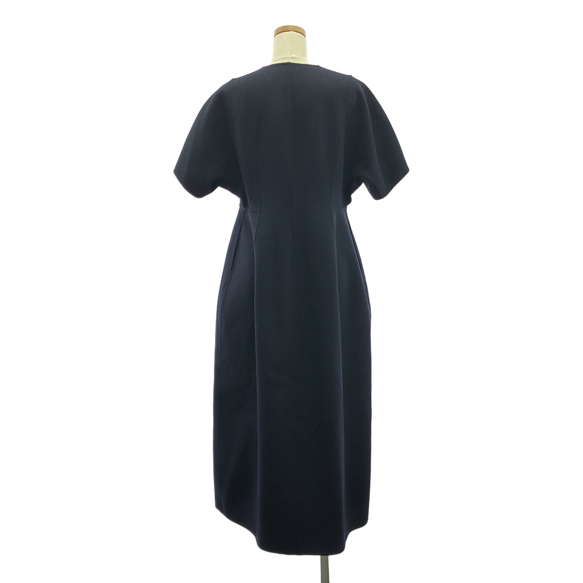 BLAMINK / ブラミンク | FALL ウールカシミヤ Vカラーショートスリーブコート | 36 | ネイビー | レディース